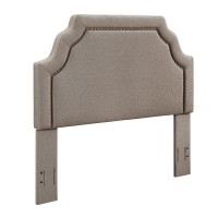 Loren Upholstered FullQueen Headboard Oatmeal Linen