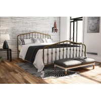 Novogratz Bushwick Metal Bed With Headboard And Footboard | Modern Design | Queen Size - Gold