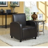 Homeroots Pu, Wood (Solid), Plywood Accent Chair, Black Pu