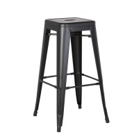 Homeroots 30 Matte Black Backless Metal Barstool With A Set Of 2