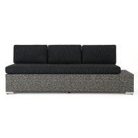 Christopher Knight Home Stuart Outdoor 3 Seater Wicker Right Sofa, Mixed Black/Dark Grey Cushion