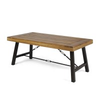 Christopher Knight Home Catriona Outdoor Acacia Wood Coffee Table Teak Finish Rustic Metal Brown And Black