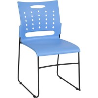 Hercules Series 881 Lb. Capacity Blue Sled Base Stack Chair With Air-Vent Back