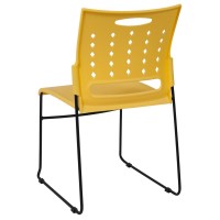 Hercules Series 881 Lb. Capacity Yellow Sled Base Stack Chair With Air-Vent Back