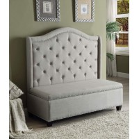 Homeroots Beige Fabric Settee Sofa With Tufted Backrest And Storage Compartment - 54