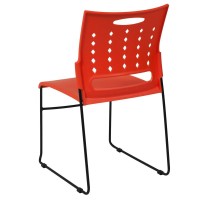 Hercules Series 881 Lb. Capacity Orange Sled Base Stack Chair With Air-Vent Back
