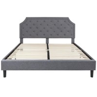 Brighton King Size Tufted Upholstered Platform Bed in Light Gray Fabric