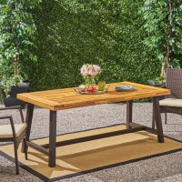 Christopher Knight Home Carlisle Outdoor Dining Table With Iron Legs, Sandblast Finish / Rustic Metal