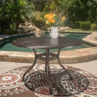 Christopher Knight Home Phoenix Cast Aluminum Round Table, Hammered Bronze, Dimensions: 47.75?? X 47.75?? X 30.00??