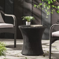 Christopher Knight Home Adriana Outdoor Pe Wicker Accent Table, Black