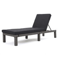 Christopher Knight Home Puerta Outdoor Wicker Chaise Lounge With Water Resistant Cushion, Mixed Black / Dark Grey