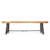 Christopher Knight Home Catriona Outdoor Acacia Wood Bench With Metal Accents Teak Finish Rustic Metal 14 50 X 63 X 17 75 I