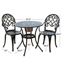 Christopher Knight Home Angeles Outdoor Cast Aluminum Bistro Furniture Set With Ice Bucket, 3-Pcs Set, Copper