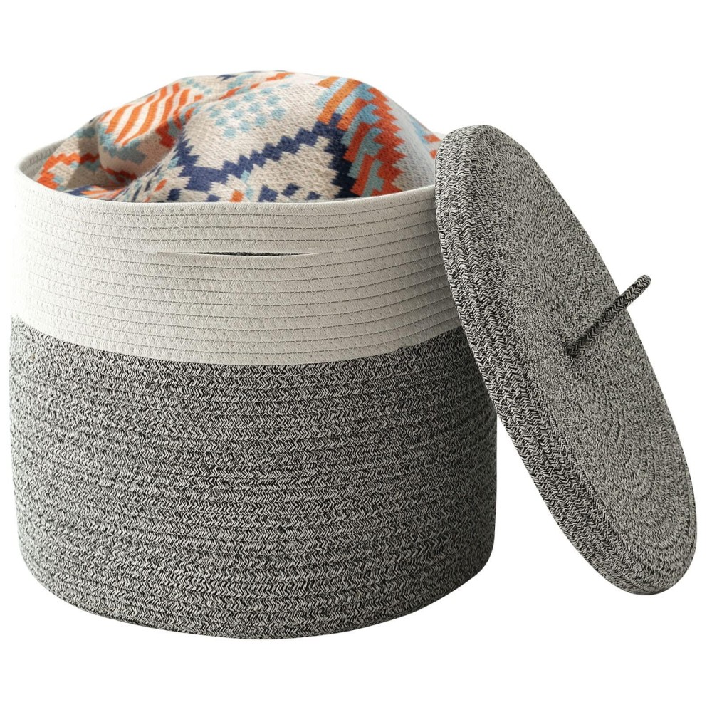 Tegance Blanket Basket With Lid, 16