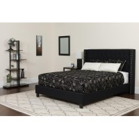 Riverdale Queen Size Tufted Upholstered Platform Bed in Black Fabric