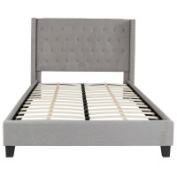 Riverdale Full Size Tufted Upholstered Platform Bed in Light Gray Fabric