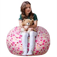 Wekapo Stuffed Animal Storage Bean Bag Chair Cover For Kids | Stuffable Zipper Beanbag For Organizing Children Plush Toys Large Premium Cotton Canvas (Small Star, X-Large)