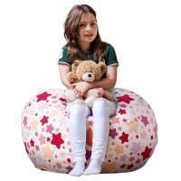 Wekapo Stuffed Animal Storage Bean Bag Chair Cover For Kids | Stuffable Zipper Beanbag For Organizing Children Plush Toys Large Premium Cotton Canvas (Large Star, X-Large)