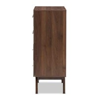 Baxton Studio Auburn Mid-Century Modern Walnut Brown Finished Wood 4-Drawer Chest