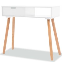 Vidaxl White Console Table Side Table Living Room Coffee Table Entrance Furniture Furniture Furniture Solid Pine Wood