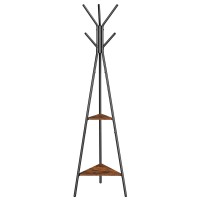 Vasagle Coat Rack Freestanding, Coat Hanger Stand, Hall Tree With 2 Shelves, For Clothes, Hat, Bag, Industrial Style, Rustic Brown And Black Urcr16Bx