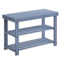 Songmics Shoe Rack Bench, 3-Tier Bamboo Shoe Storage Organizer, Entryway Bench, Holds Up To 286 Lb, 11.3 X 27.6 X 17.8 Inches, For Entryway Bathroom Bedroom, Gray Ulbs04Gy
