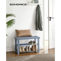 Songmics Shoe Rack Bench, 3-Tier Bamboo Shoe Storage Organizer, Entryway Bench, Holds Up To 286 Lb, 11.3 X 27.6 X 17.8 Inches, For Entryway Bathroom Bedroom, Gray Ulbs04Gy