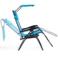 Goplus Zero Gravity Chairs, X-Large Folding Lounge Lawn Chair W/Canopy Shade & Cup Holder, Adjustable Folding Patio Recliner For Pool Porch Deck Oversize (Blue)