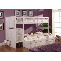 American Furniture Classics Twin Full Staircase Bunk Bed, White