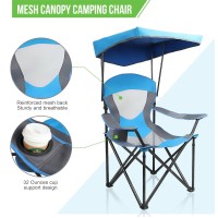 Alpha Camp Mesh Canopy Chair Folding Camping Chair - Royal Blue