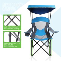 Alpha Camp Mesh Canopy Chair Folding Camping Chair - Royal Blue