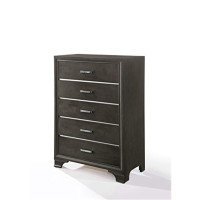 Acme Carine 5 Drawer Wooden Chest In Gray