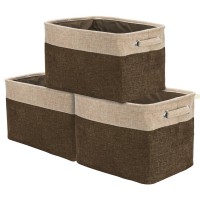 Sorbus Fabric Storage Cubes 15 Inch - Big Sturdy Collapsible Storage Bins With Dual Handles - Foldable Baskets For Organizing -Decorative Storage Baskets For Shelves Home & Office Use -3 Pack Brown