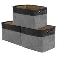 Sorbus Fabric Storage Cubes 15 Inch- Big Sturdy Collapsible Canvas Storage Bins With Dual Handles- Foldable Closet Cubes- Decorative Storage Baskets For Shelves Home & Office Use- 3 Pack Grey/Tan