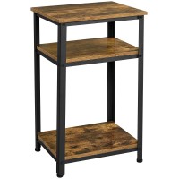 Yaheetech Tall End Table, 30 Inches High Side Table With Wooden Shelves & Strong Metal Frame, Large 3-Tier Telephone Table For Living Room Small Space, Rustic Brown