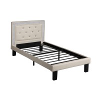 Benjara Benzara Polyurethane Twin Size High Headboard In White Bed,