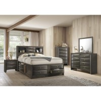 Acme Ireland Queen Wooden Captain'S Bed With Storage Drawers In Gray Oak