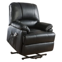 Acme Ixora Faux Leather Upholstered Recliner With Power Lift In Black