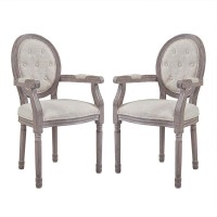 Arise Vintage French Upholstered Fabric Dining Armchair Set of 2