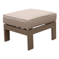 Patio Indoor Outdoor Aluminum Ottoman Footstool With Cushion, Wood Grainedcast Silver(D0102H7C6V2)
