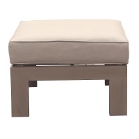 Patio Indoor Outdoor Aluminum Ottoman Footstool With Cushion, Wood Grainedcast Silver(D0102H7C6V2)