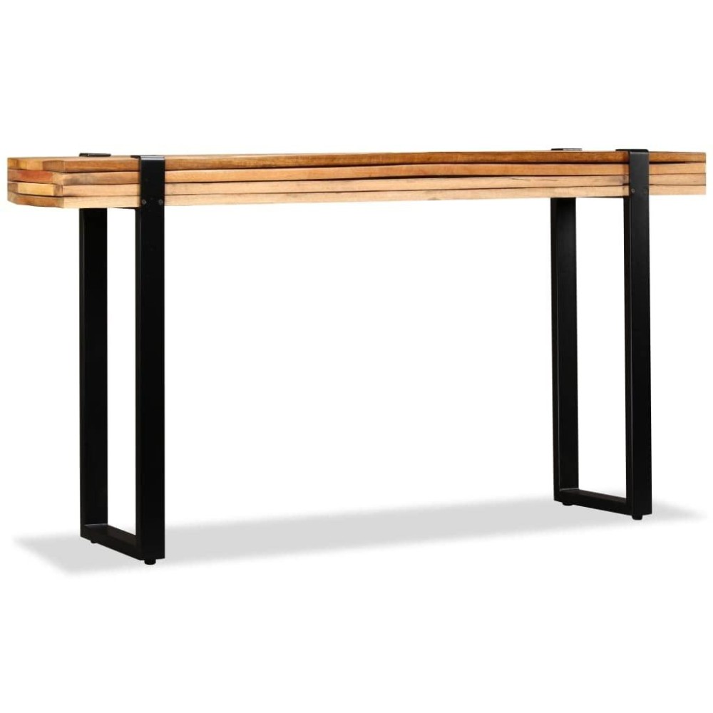 Vidaxl Console Table - Adjustable Solid Reclaimed Wood Table, Industrial Style With U-Shaped Cast Iron Legs