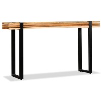 Vidaxl Console Table - Adjustable Solid Reclaimed Wood Table, Industrial Style With U-Shaped Cast Iron Legs