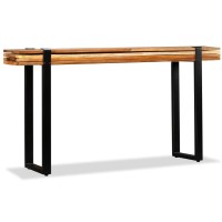 Vidaxl Console Table - Adjustable Solid Reclaimed Wood Table, Industrial Style With U-Shaped Cast Iron Legs