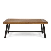 Christopher Knight Home Carlisle Outdoor Acacia Wood Coffee Table Sandblastrustic Metal