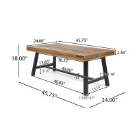 Christopher Knight Home Carlisle Outdoor Acacia Wood Coffee Table Sandblastrustic Metal