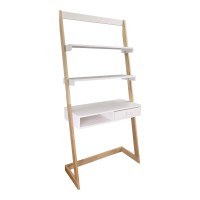 American Trails Freestanding Ladder Desk With Drawer, Natural Maple/White
