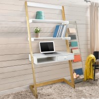American Trails Freestanding Ladder Desk With Drawer, Natural Maple/White