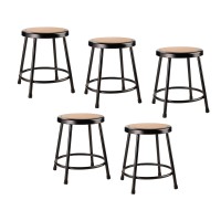 National Public Seating 6218-10-Cn 18 Heavy Duty Steel Stool Black Pack Of 5
