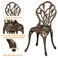 Yaheetech Patio Bistro Sets 3 Piece, Outdoor Rust-Resistant Cast Aluminum Garden Table And Chairs, Bronze